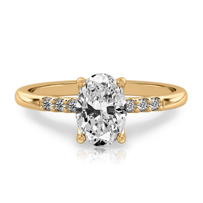 Diamond Gold Ring For Wedding 14k Yellow Lab Grown Oval 1.1 Carat IGI Certified