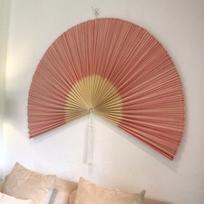 bamboo fan wall decor, oversized fan for large wall decor, decorative fan