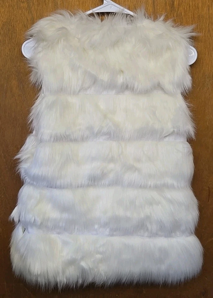 全新带标签! Andrew Marc Marc 纽约白色人造毛皮拼接背心小号 — 第 2/4 张图片