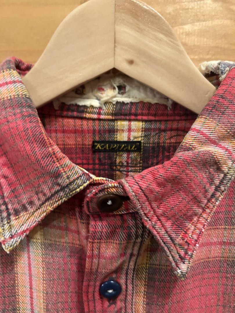 USED KAPITAL PATCHWORK CHECKED FLANNEL SHIRT VERY… - image 4
