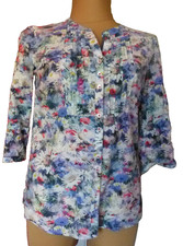 Gerry Weber Damen  Bluse  Gr. 40 Weiß-Blau Blumen
