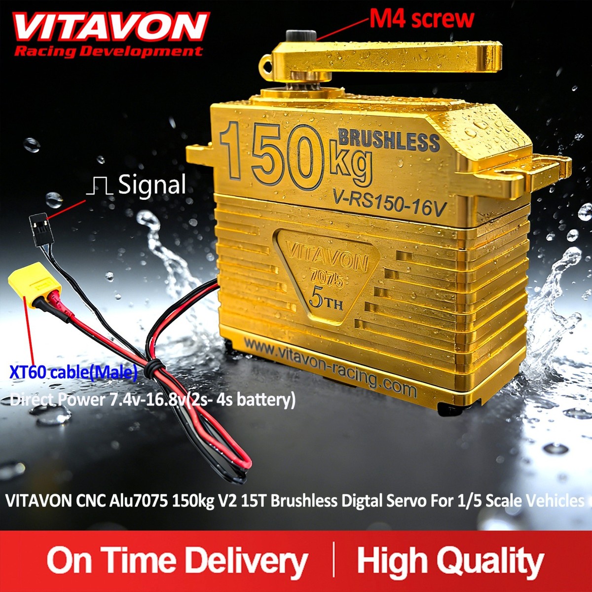 Vitavon CNC Alu7075 150kg V2 15T Brushless Digtal Servo For 1/5