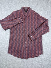 Jhane Barnes Mens Long Sleeve Button Up Shirt Geometric Abstract Pattern Size S