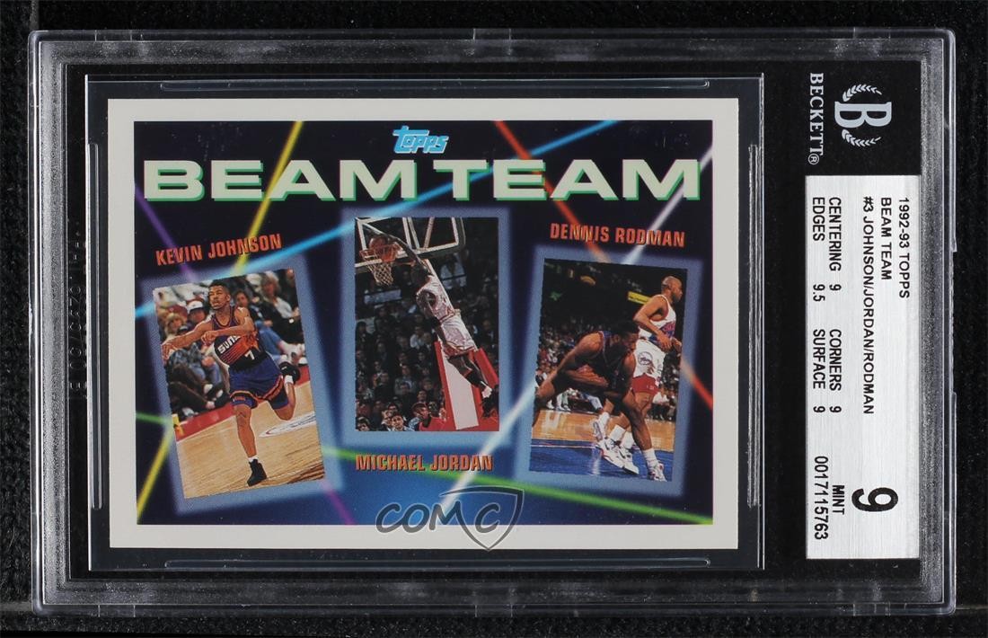 1992 Topps Beam Team Kevin Johnson Michael Jordan Dennis Rodman BGS 9 MINT 0q3