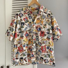 Vintage REYN SPOONER Sports Baseball MLB All Over Print Button Up Shirt Sz XL