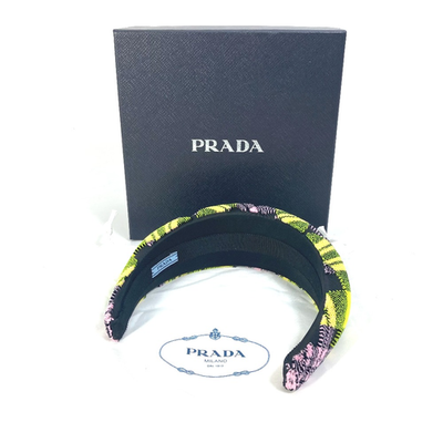 PRADA Pile Triangle Logo Plate Hair Accessories Headband  display picture 2