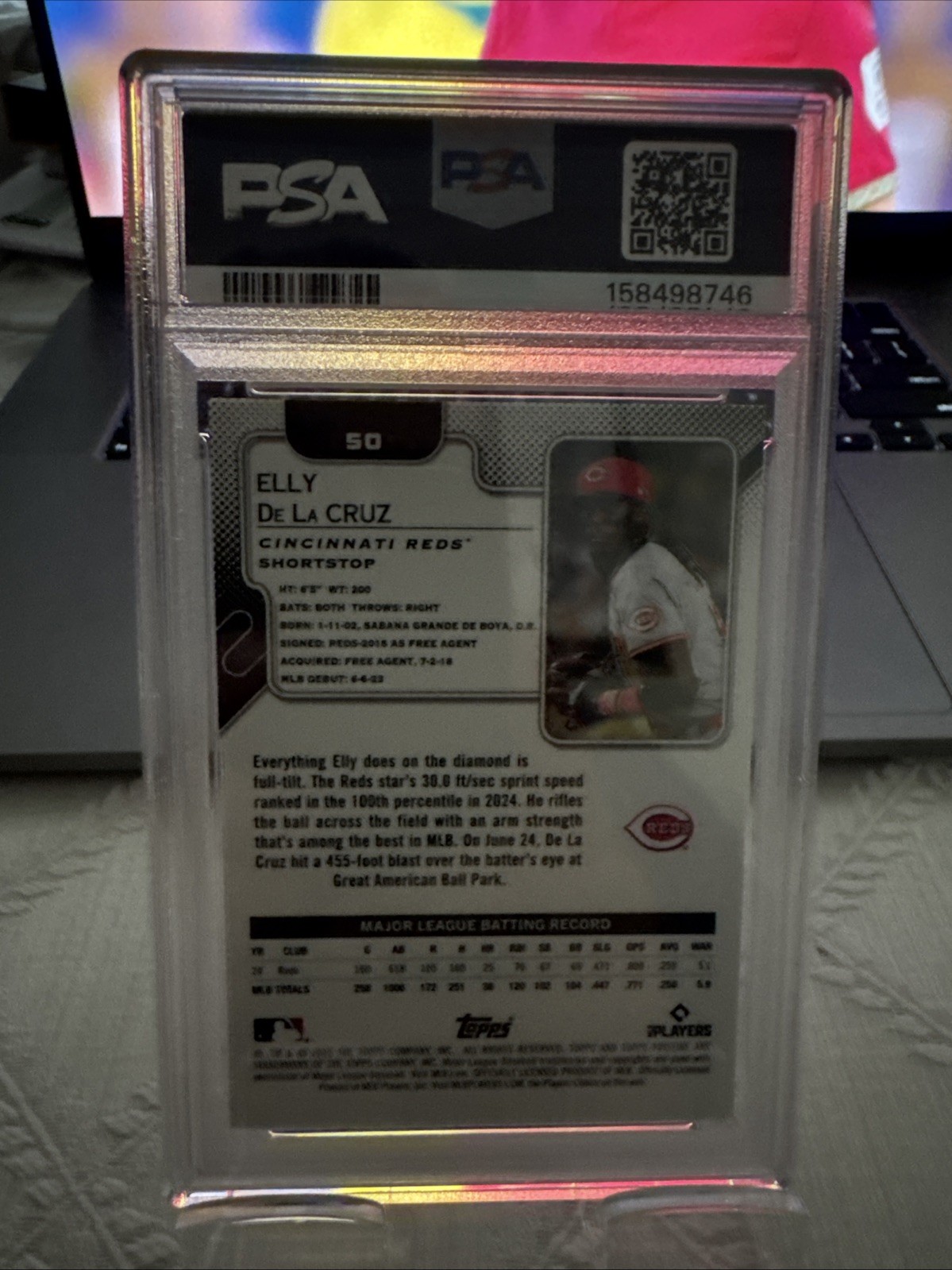 2025 Topps Pristine - Elly De La Cruz #50 PSA 9 Pop 1 view 4