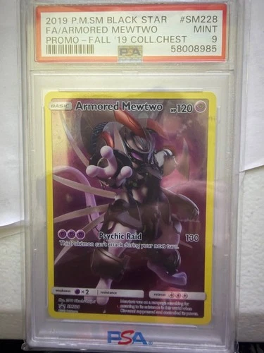 2019 POKEMON SM BLACK STAR PROMO #SM228 FULL ART/ARMORED MEWTWO PSA 9