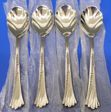 4 - Oneida Deluxe SPRING GLEN Glossy Floral Stainless Flatware SUGAR SPOONS New 