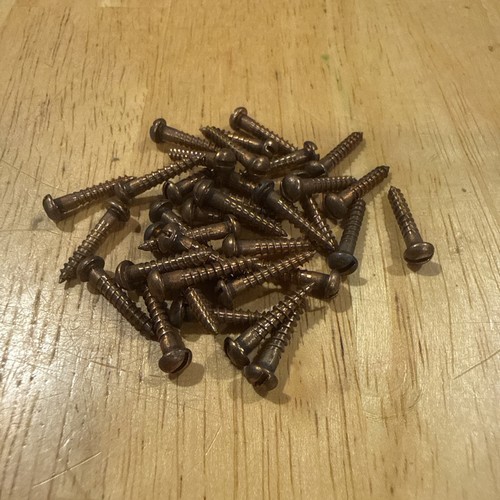 Vintage Copper #4 X 5/8” Round Head Slotted Wood Screws 36x
