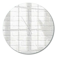 Runde Wanduhr Aus Glas Als Dekorative Glasuhr Backsteinwand WeißE Zeiger Fi60 Cm