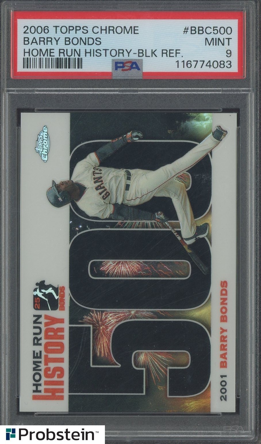 2006 Topps Chrome Home Run History Black Refractor Barry Bonds Giants /200 PSA 9