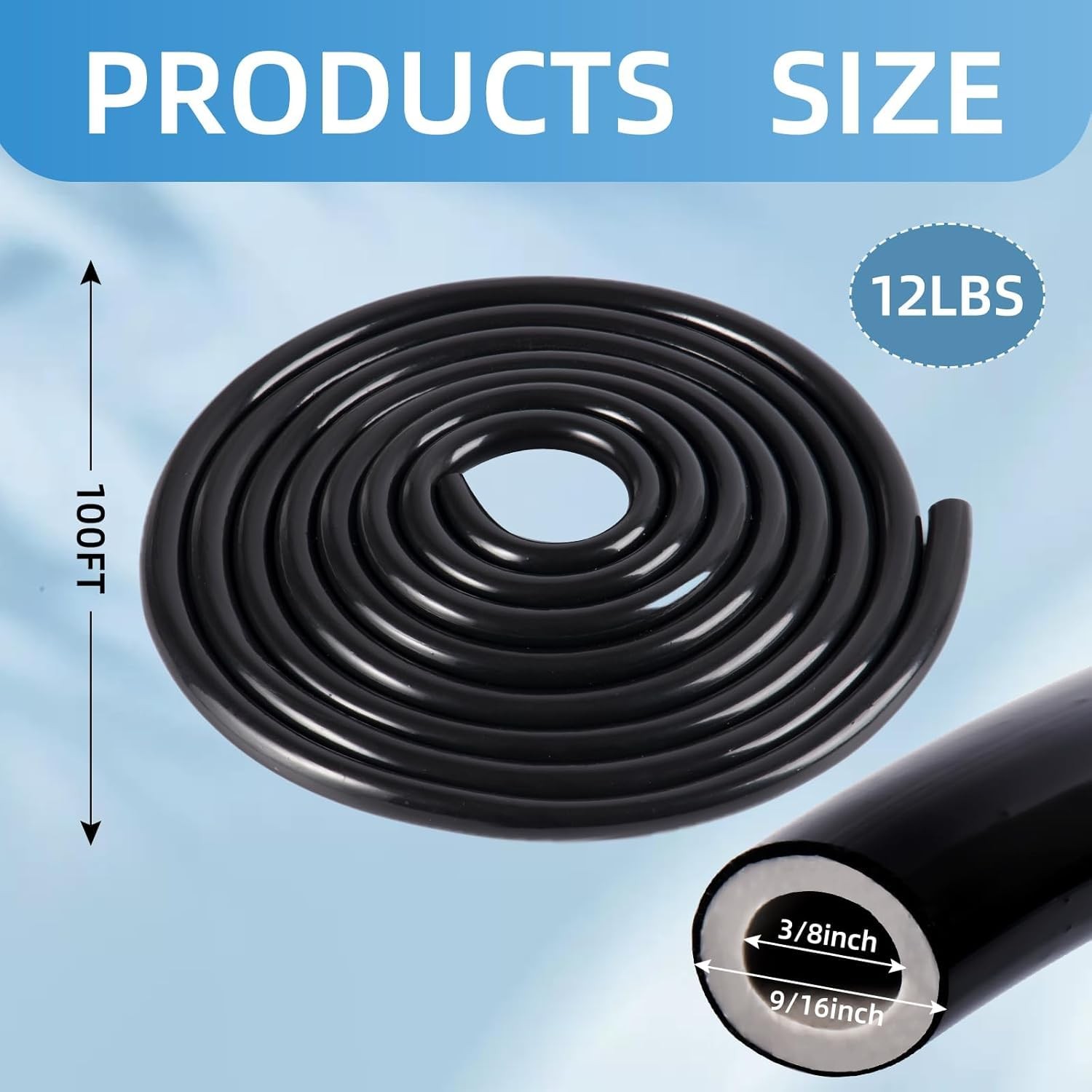 3/8 Inch Self Sinking Aeration Hose,100 Feet Weighted Pond Aerator Hose Kit 8...