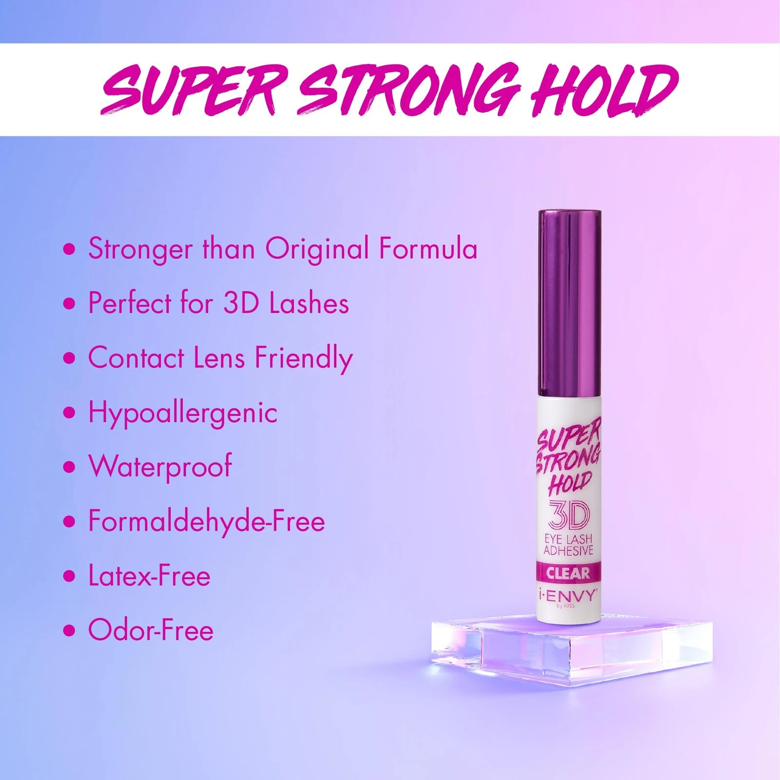 iEnvy by KISS Super Strong Hold 3D Strip Lash Glue Clear, Waterproof BrushOn ... image 2