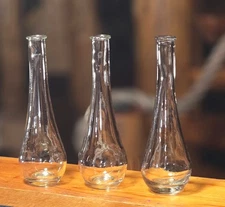 Set of 3 Bud Vase Flower Wedding Clear Glass Decor 7"