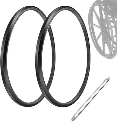 (1 Pair) Wheelchair Rear Wheel Replacement Tire, 24 ''X 1'' Universal Flat-Free Po