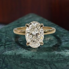 Diamond Wedding Ring IGI Certified Lab Created 14K Yellow Gold 2.10 Ct Oval Cut