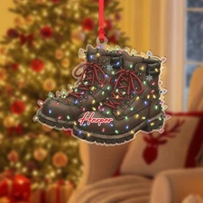 Personalized Work Boots Christmas Ornament Custom Name Xmas Gift For Him