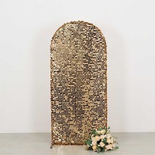 6 ft GOLD Big Payette Sequin Fitted Round Top Wedding Arch STAND COVER Party