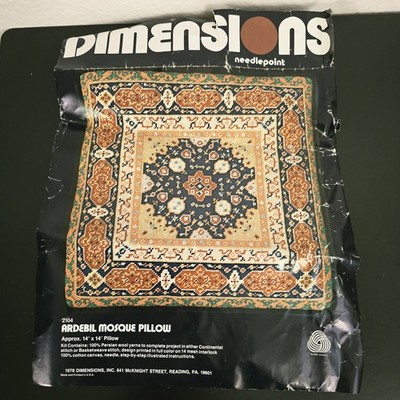 VTG 1978 Dimensions #2104 Ardebil Mosque Pillow Wool Needlepoint Kit, Open Bag