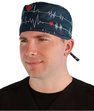 Classic Surgical Scrub Cap - Heartbeats on Navy