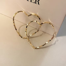 Chic Heart Hoop Dangle Earrings Fashion Jewelry Party Gift Golden Toned