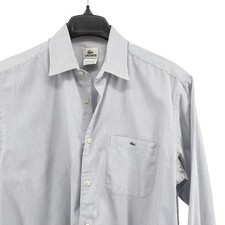 Lacoste Mens 42 Pre-Owned Dress Shirt LS Gingham Check Blue White Button Down
