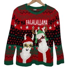 Ugly Christmas Sweater Llamas Kids Pullover Crew Neck
