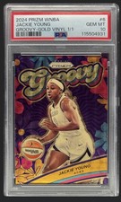 Jackie Young 2024 WNBA Panini Prizm Groovy Gold Vinyl 1/1 #6 - Aces PSA 10
