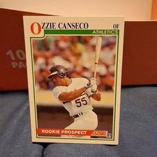 Score 1991 Ozzie Canseco #346 Oakland Athletics Rookie Prospect Baseball Card. rookie card picture