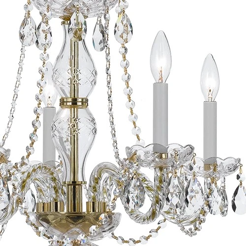 Crystorama Traditional Crystal 21" Wide Brass Frame 5-Light Chandelier - Picture 3 of 5