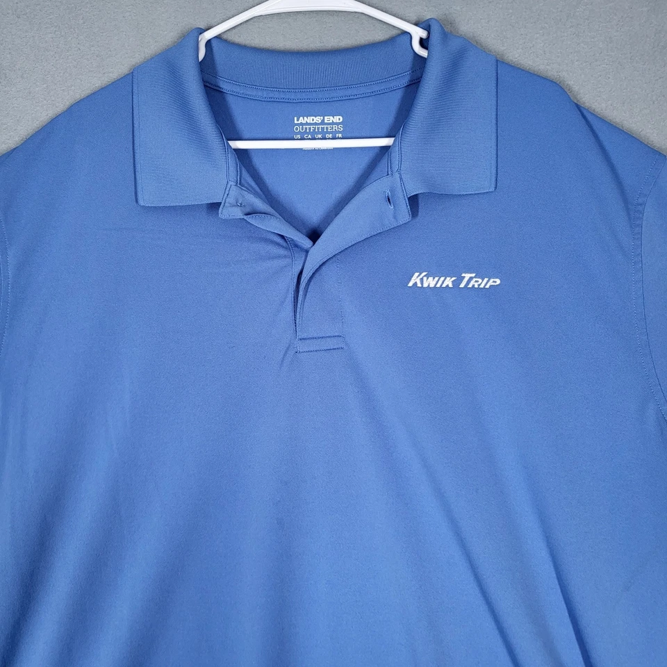 Kwik Trip Polo Shirt Men’s 3XL Blue Polyester Outfitters Workwear Lands' End - Image 2 of 4
