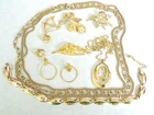 10 Piece All Signed Trifari Goldish Costume Jewelry Lot  Brooch Necklace  #1