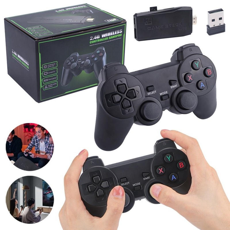 Portable 4K Retro Gaming Console Stick 20000+ Games Wireless Gamepad Set NEW