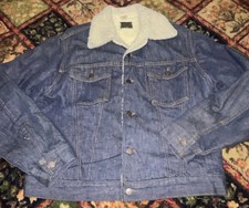 1970s Sears Roebuck Sherpa-Lined Denim Chore Jacket - Men's 44R
