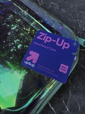 TARGET HARD SIDED ZIPPER PENCIL CASE IRIDESCENT CLEAR UP  UP