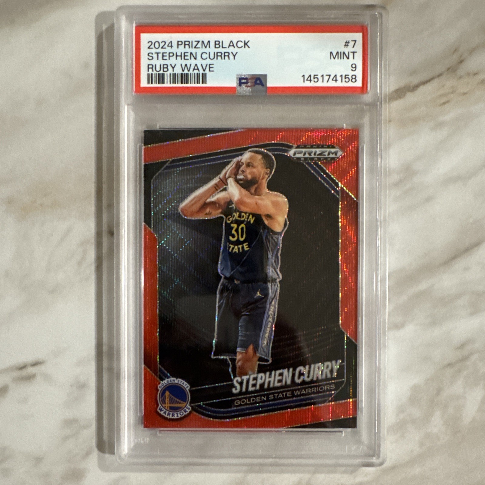 2024 PANINI PRIZM BLACK RUBY WAVE #7 STEPHEN CURRY PSA 9