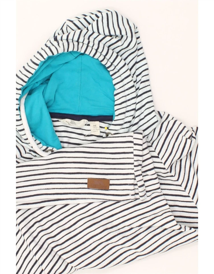 Top con capucha manga larga TRESPASS para mujer Reino Unido 12 mediano blanco a rayas algodón BX16 Foto 3 de 3