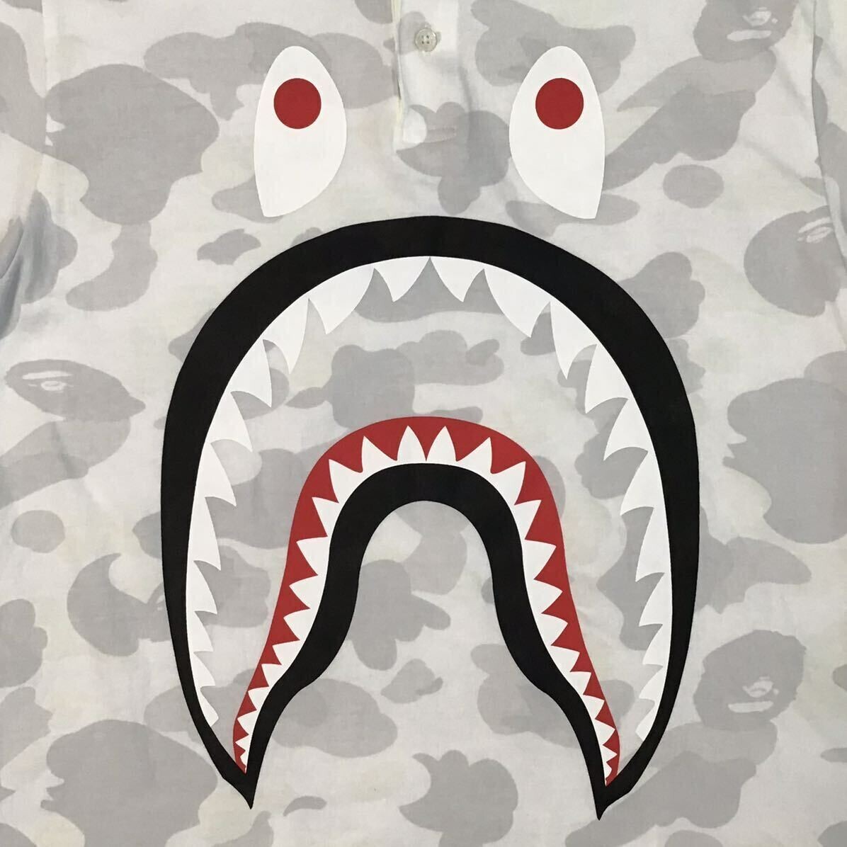Glow in the dark BAPE City camo shark polo shirt White A Bathing