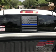 2007-2021 Toyota Tundra Rear Middle Window USA Flag Decal Red Blue thin line