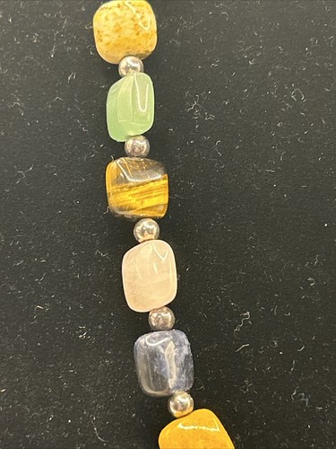 Collana Pietra Perline Occhio di Tigre Pietre Multicolore Metà Secolo Moderna Boho 20” - Foto 4 di 5