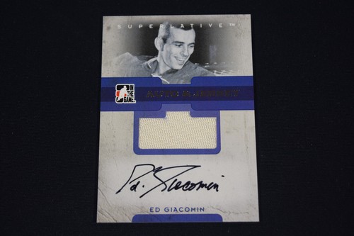 Ed Giacomin 2007-08 In the Game Superlative Auto & Jersey Silver /50 Rangers - Picture 1 of 2
