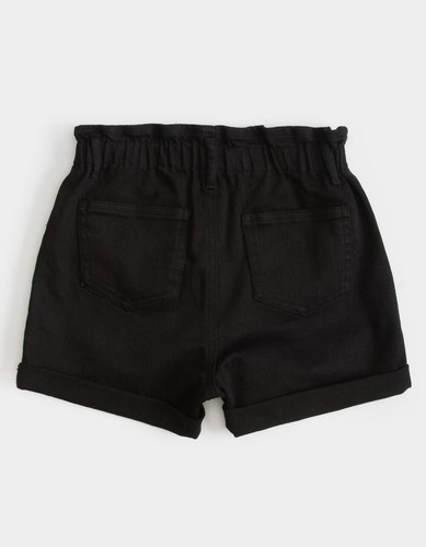 RSQ Girls Paperbag Denim Shorts Black High Waist Button Front Size 8 EUC - Picture 2 of 3
