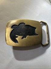Largemouth Bass Fishing Belt Buckle Solid Brass BTS Made USA 1978 Vintage
