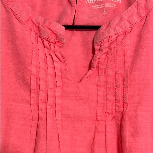 Vineyard Vines Neon Coral Pink Sleeveless Eyelet Trim Summer Top Size L / 14 - Picture 5 of 9