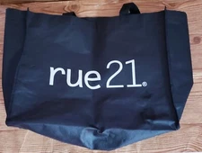 Rue 21 Black Fabric Reusable Tote Bag 13.5" x 15" x 5"