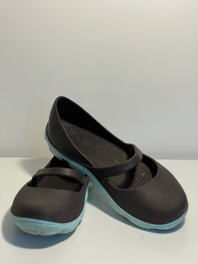 Crocs Womens Mary Jane Flat Shoes Brown Blue Round To… Gem