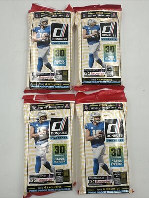 2023 Donruss Football 4-Cello Pack Lot Downtown Pos. 120 Total Cards (30 / Pack)