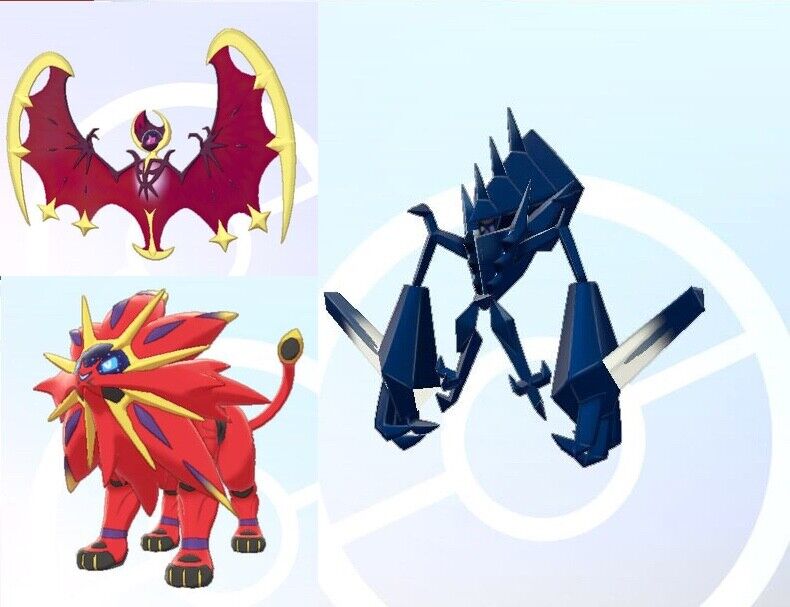 Shiny Necrozma, lunala and Solgaleo for Pokemon Sword and Shield + 3  Masterballs