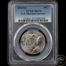 2015-D 50C U.S Marshals Service Half Dollar PCGS MS70